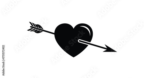 Black heart pierced by arrow graphic love romance 1