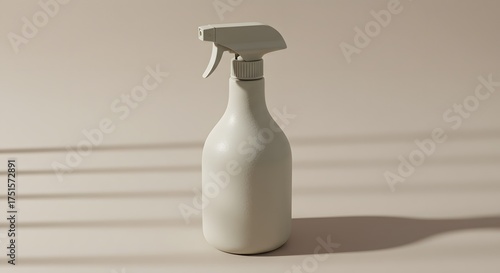 Wallpaper Mural White Spray Bottle on Beige Background Minimalist Design for Cleaning and Disinfecting with Shadows Torontodigital.ca