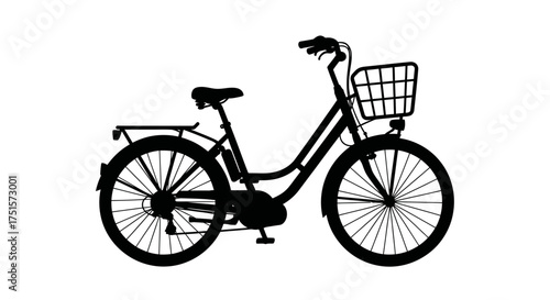Clean silhouette of an urban commuter bicycle with a practical front basket for daily errands and travel