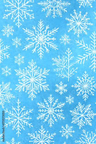Blue Winter Snowflake Pattern Background – Frosty Seamless Christmas Texture for Digital Design