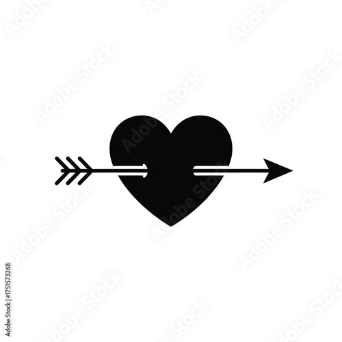 Black heart pierced by arrow silhouette love romance 1