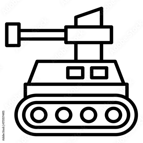 The icon of a formidable battle tank with a rotating turret symbolizes fortification, armored warfare, and combat vehicle technology.