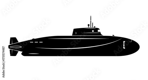 Smooth and mysterious silhouette of a scientific research submarine exploring the deep and unknown ocean