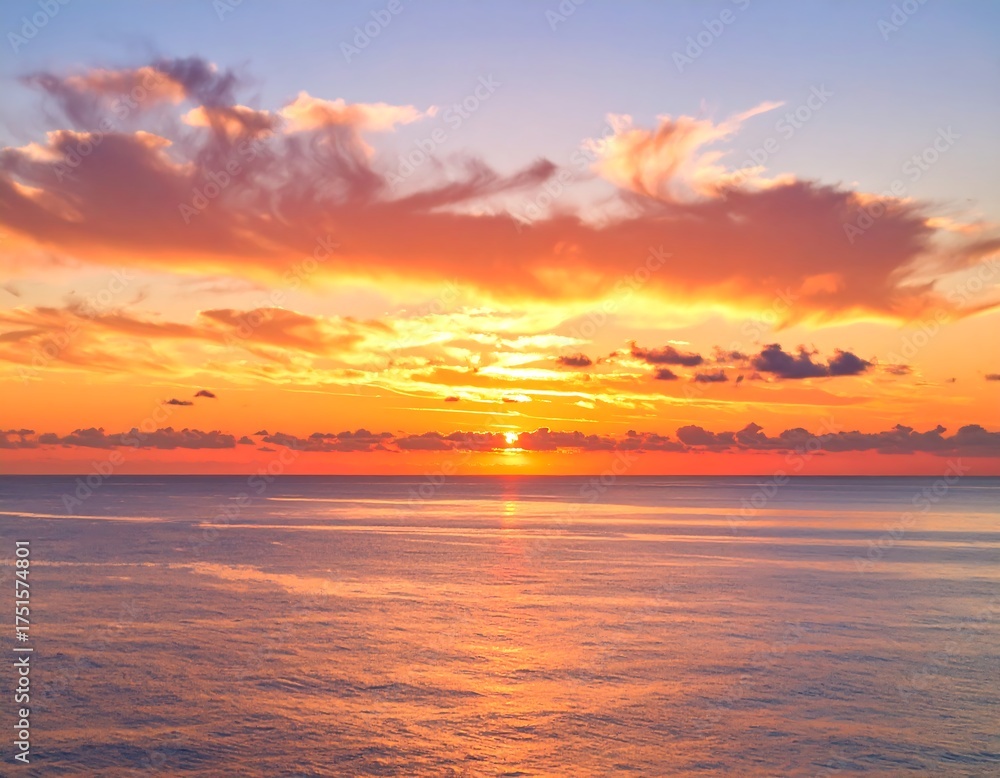 Obraz premium Vivid ocean sunset