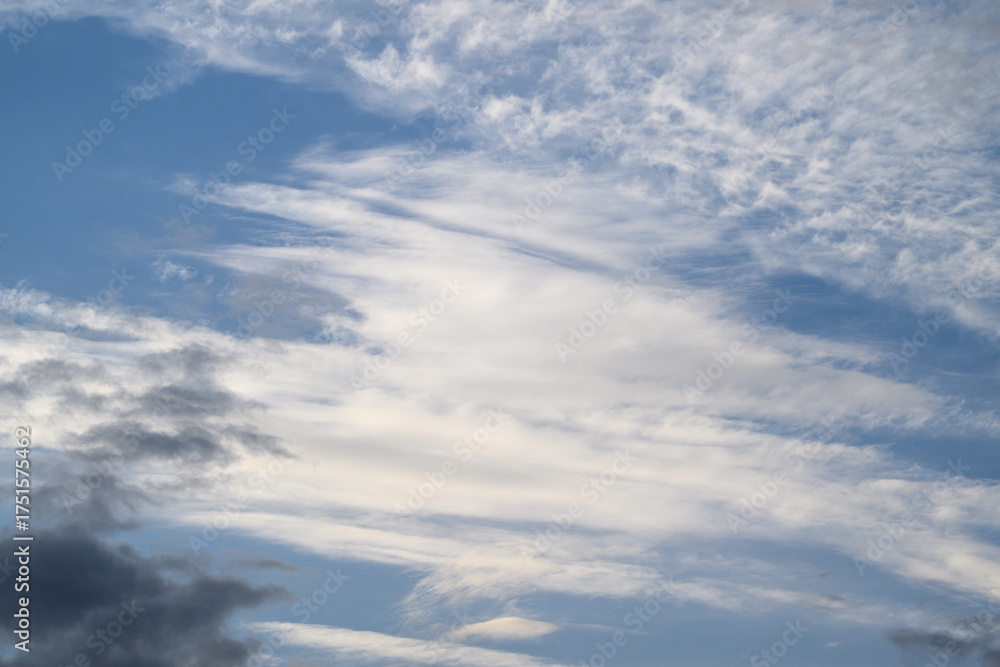 Obraz premium The Serene and Tranquil Skies with Beautiful Wispy Clouds Stretching Across the Horizon