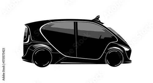 Visionary streamlined silhouette of a conceptual autonomous self-driving pod for future urban mobility
