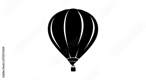Whimsical and organic silhouette of a classic hot air balloon soaring calmly and peacefully in the sky