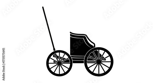 Dynamic black silhouette of a classical Roman battle chariot with a Roman soldier ready for ancient combat