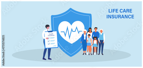 Health Insurance concept, insurance policy to protect from life and health accident. Health and life insurance policy, healthcare concept

