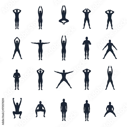 Silhouette of person performing various yoga poses in studio, demonstrating flexibility and balance for fitness and wellness.