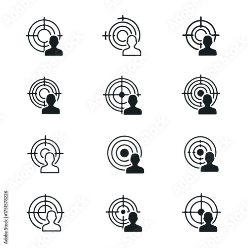 Targeted audience symbols represent marketing focus on specific customer profiles in business strategy, emphasizing precision and relevance.