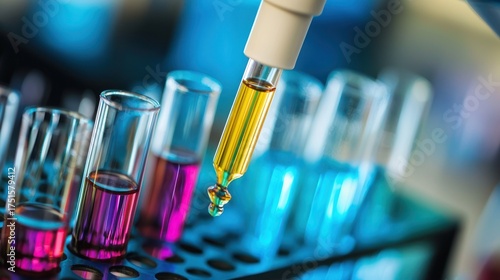 Wallpaper Mural A dropper with a yellow liquid in a laboratory setting. Torontodigital.ca