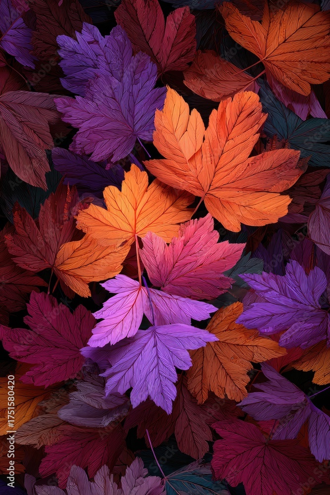 custom made wallpaper toronto digitalAutumn leaves, vibrant colors