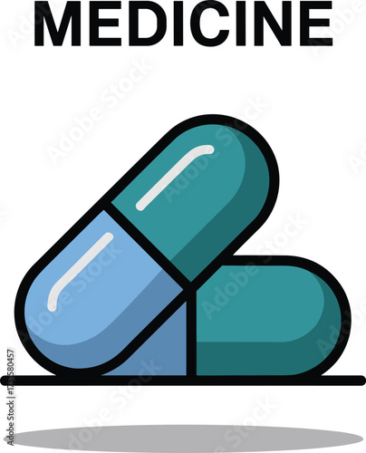 Blue Medicine Capsules Vector Illustration for Healthcare Design. Pharmaceutical Pills Icon Symbolizing Medical Treatment and Health.