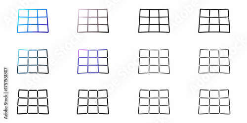 Collection of modern grid icons, perfect for website design and user interface elements, offering a clean and versatile look for any digital project, scalable