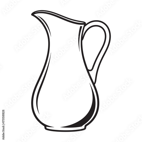 Elegant outline drawing of a tall classic pitcher for beverages
