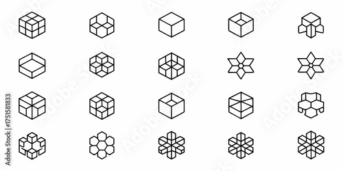 Geometric shapes design elements, create your own pattern with these modern line icons, perfect for branding, logo design or web design projects, modern graphic art