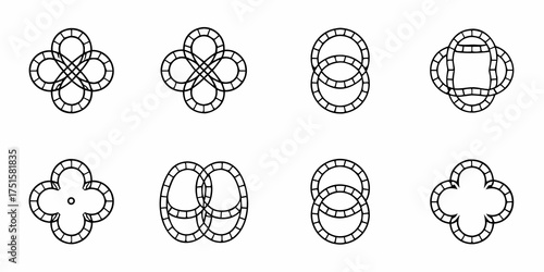 Elegant Celtic knot designs with unique interlocking patterns, perfect for creating vintage logos or ornate geometric borders, scalable and classic design elements for crafters