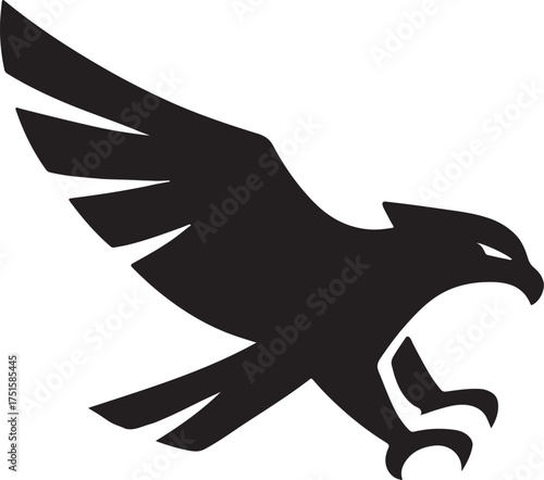 Modern eagle flying emblem symbolizing power, freedom, strength, and leadership in vector design.