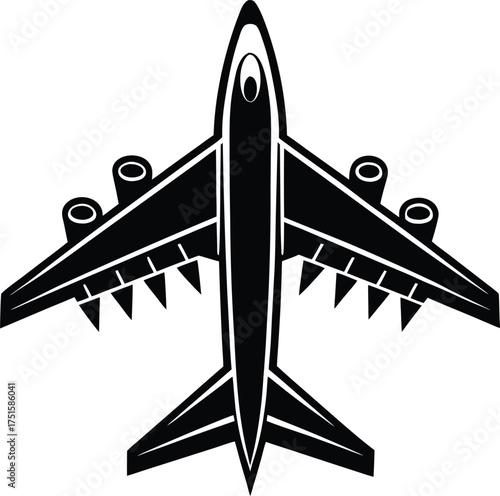 Black airplanes top view. Military jet fighter silhouette icons Strategic Military Power Modern Fighter Jet Soaring in Black Illustration