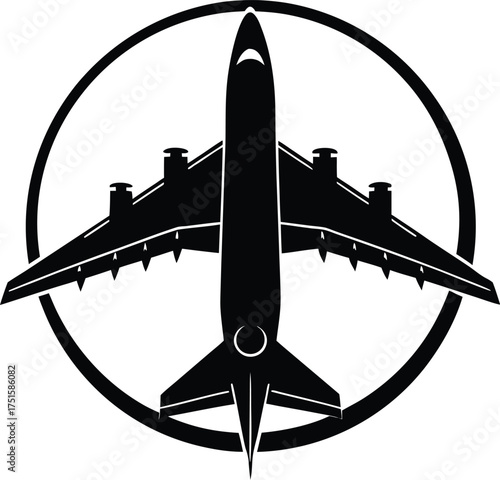 Black airplanes top view. Military jet fighter silhouette icons Strategic Military Power Modern Fighter Jet Soaring in Black Illustration