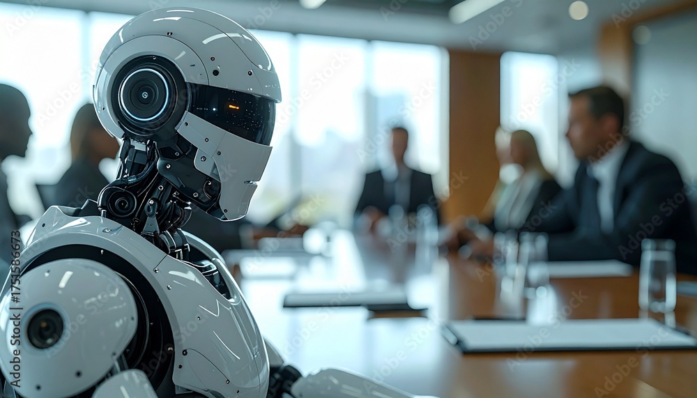 Fototapeta premium Human Robot Collaboration Meeting Room Business Discussion