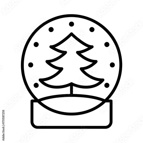 Christmas snow globe outline icon