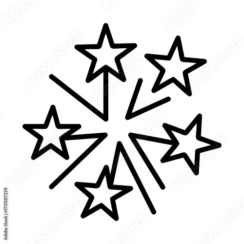 Christmas fireworks outline icon