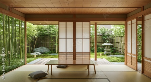 Serene Japanese Garden Room with Bamboo and Zen Features