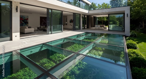 Modern House with Glass Floor Garden Feature