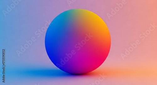 A vibrant and colorful sphere with a smooth gradient, creating a visually appealing and modern abstract design with a blend of blue, purple, and orange hues