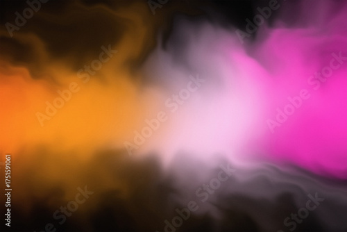 Vibrant abstract gradient background with flowing smoky colors, blending energetic orange, deep black, soft white, and vivid pink tones, creating a dynamic and ethereal visual texture