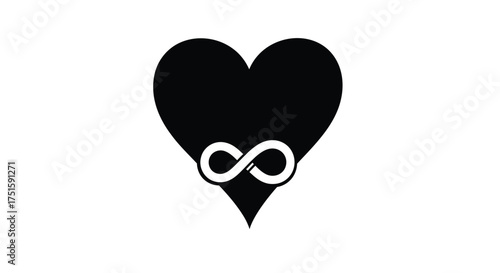 Black heart with white infinity symbol love eternal