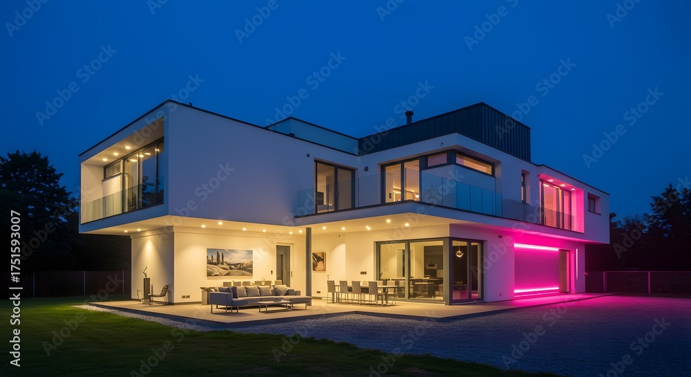 Obraz premium Modern Luxury Home at Dusk