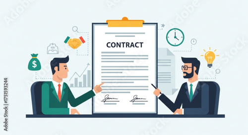 Business contract signing between two businessman agreement negotiation and deal conclusion concept partnership and cooperation