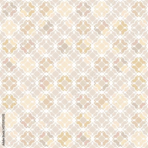 Seamless white, yellow, beige geometric pattern.