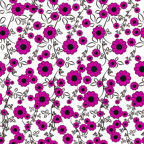 Vibrant Pink Floral Seamless Pattern