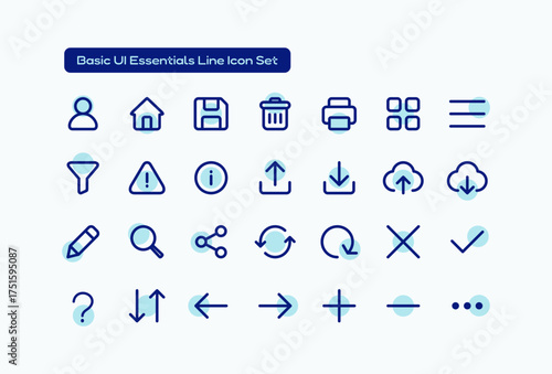 Basic UI Essentials Line Icon Set