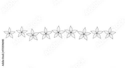 Elegant hand drawn floral border with delicate lilies and leaves