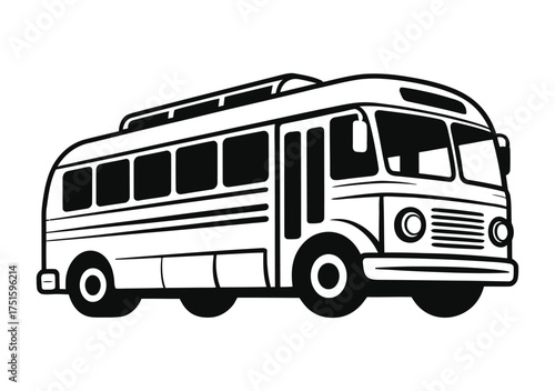 Classic retro school bus outline drawing for transportation and travel concepts