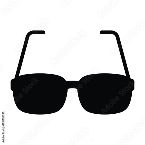 Simple black silhouette of eyeglasses with round lenses and thin frames on a white background