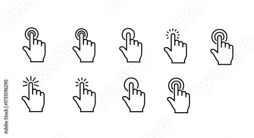 Collection of hand pointer icons representing clicks and selections