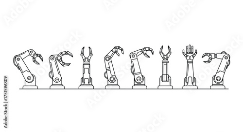 Evolution of robotic arms in a line drawing style