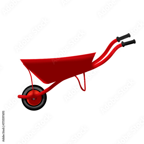 a pushcart or also known as a handcart which is red in color