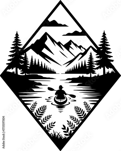 laser cut landscape design featuring majestic mountains in the background