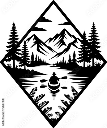 laser cut landscape design featuring majestic mountains in the background