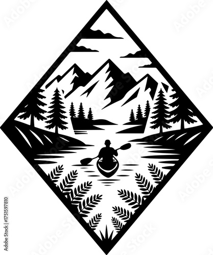 laser cut landscape design featuring majestic mountains in the background