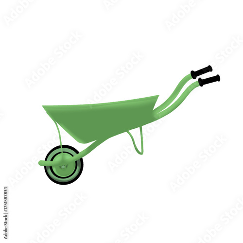 a pushcart or also known as a handcart which is green in color