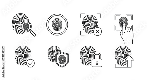 Collection of fingerprint icons representing security and identification concepts