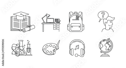 Collection of vintage technology and office equipment illustrations